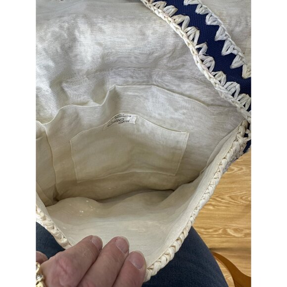 1960s raffia purse with colorful patchwork and wood accent by Craig Scot Made in - Picture 10 of 10